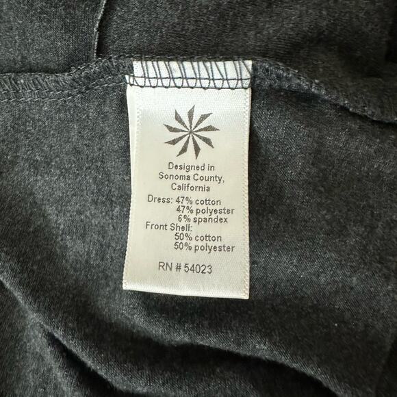 Athleta Gray Duet Faux Wrap Sleeveless Draped Asymmetrical Stretchy Dress Sz S - Picture 9 of 10